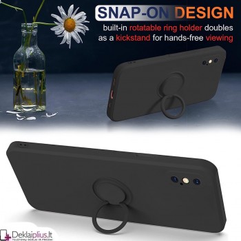 Švelnaus silikono dėklas su žiedu - juodas (Iphone X/XS) Švelnaus silikono dėklas su žiedu - juodas (Iphone X/XS)